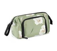 KLL Astuccio grande capacità con cerniera astuccio con scomparto portapenne astuccio cosmetico trucco per adulti forniture per la scuola superiore natura verde gladiolo