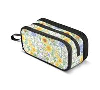 KLL Astuccio grande capacità speciale astuccio con slot per matite per adolescenti per studenti universitari liceo estate fiori narciso girasole bianco