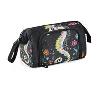 KLL Astuccio grande capiente con scomparto per penne, cosmetici, trucchi, per adolescenti, scuole medie, carino, cavalluccio marino