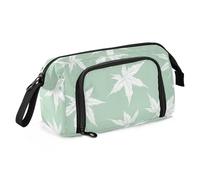 KLL Astuccio grande con foglie d'acero bianco, grande capacità, grazioso astuccio con scomparto per forniture scolastiche da uomo