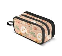 KLL Astuccio grande di grande capacità, organizer leggero, per infermieri, scuola, must have, fiori autunnali, narciso, rosmarino, oro rosa