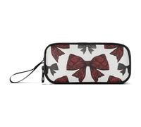 KLL Astuccio grande in nylon con fiocco in pizzo gotico rosso e nero per ragazzi grande capacità astuccio scuola cancelleria scuola per ragazzi