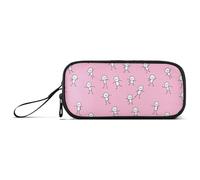 KLL Astuccio grande in nylon rosa con figure stick astuccio grande capacità astuccio per ragazze borsa di cancelleria per scuola adolescenti