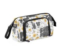 KLL Astuccio grande per matite di grande capacità, con slot per la scuola, per scuola preppy liceo, divertente, Staffordshire Bull Terrier, cani bianco_3