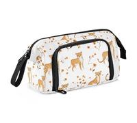 KLL Astuccio grande per matite, grande capacità, astuccio per cancelleria, con scomparto per adolescenti, donne, scuola, must have, cartone animato, dolce, leopardo, bianco