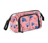 KLL Astuccio grande per penne vintage con fiordaliso, grande capacità, leggero, per adulti, scuola superiore