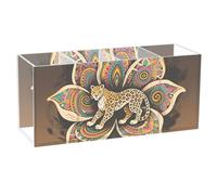 KLL Astuccio in acrilico colorato con motivo mandala bohémien, con 4 scomparti, in plastica trasparente, ideale per la scrivania degli insegnanti e la camera da letto e l'ufficio