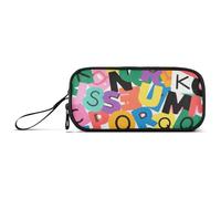 KLL Astuccio in nylon colorato con lettere dell'alfabeto dei cartoni animati, astuccio per matite ad alta capacità, per ufficio e adulti