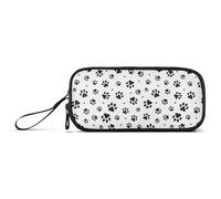 KLL Astuccio in nylon con stampa di zampe di gatto nero, grande capacità, astuccio con cerniera, organizer per cancelleria per adolescenti delle scuole medie
