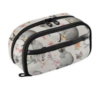 KLL Astuccio in PVC di grande capacità con cerniera organizer per cancelleria (prop3) per uomini scuola divertente Cornish Rex Cats neutro