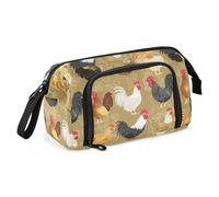 KLL Astuccio organizer di grande capacità con scomparto astuccio per matite per bambini per adolescenti arte elementare animale domestico pollo oro