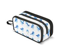 KLL Astuccio organizer di grande capacità con slot guscio rigido astuccio per matite per adolescenti ragazzi forniture per le scuole superiori cartone animato uccelli azzurri orientali bianco