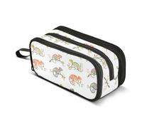 KLL Astuccio organizer di grande capacità per la scuola preppy con cerniera astuccio per penne cosmetici per ragazze adolescenti forniture per le scuole superiori divertente camaleonte rettile bianco