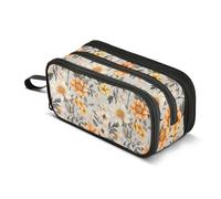 KLL Astuccio organizer grande capacità speciale astuccio portamatite portatile per scuola per uomo college fiori autunnali narciso anemone argento