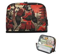 KLL Astuccio organizer grande capacità verticale borsa portaoggetti con cerniera astuccio per cancelleria astuccio per uomo ufficio Samurai Gorilla giapponese -e Art