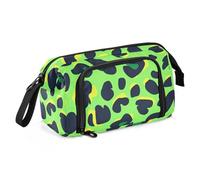 KLL Astuccio per matite con stampa leopardata verde prato nero grande capacità per matite con slot per ragazze elementari