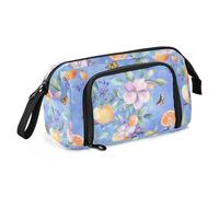 KLL Astuccio per matite di grande capacità, astuccio per cosmetici, con cerniera, con portapenne, per bambini, scuola preppy, frutta dolce, farfalla blu