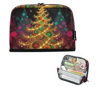 KLL Astuccio per matite di grande capacità, astuccio per matite ad alta capacità, organizer per studenti universitari, scuola preppy, albero di Natale, luci moderne astratte