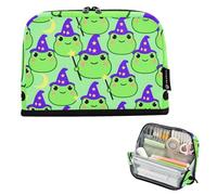 KLL Astuccio per matite di grande capacità, borsa per cosmetici, morbida cancelleria per articoli scolastici preppy cartone animato carino rana cappello mago