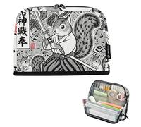 KLL Astuccio per matite di grande capacità, borsa per il trucco, leggera, per ragazzi, cosmetici, anime giapponesi, samurai, guerriero, scoiattolo