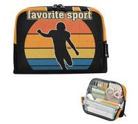 KLL Astuccio per matite di grande capacità, con cerniera, organizer per cancelleria per bambini, scuola, must have calciatore, tramonto, retrò