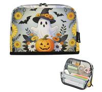 KLL Astuccio per matite di grande capacità, con cerniera, per ragazze, adolescenti, ufficio, fantasmi, cappello da strega, zucca, Halloween