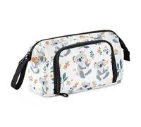 KLL Astuccio per matite di grande capacità, con manico, astuccio per adulti per adolescenti, università, divertente, koala, bianco