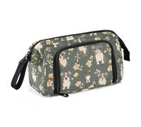 KLL Astuccio per matite di grande capacità con scomparti per matite con scomparto rigido astuccio per studenti universitari viaggi carino Staffordshire Bull Terrier cani verde salvia