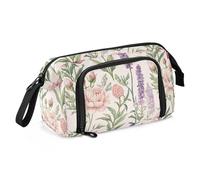 KLL Astuccio per matite di grande capacità con slot per matite per la scuola per uomo scuola media fiori peonie giacinti basilico fard