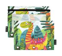 KLL Astuccio per matite e trucchi con dinosauri della giungla preistorica per 3 anelli, con tre anelli, contenitore per bambini