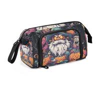KLL Astuccio per matite horror Halloween con zucca gnomo grande capienza astuccio con scomparto per ragazze adolescenti scuola must-have