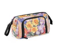 KLL Astuccio per penne di grande capacità, astuccio per matite portatile, per la scuola per l'uomo, forniture scolastiche superiori, narciso, iris, blush