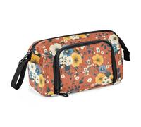 KLL Astuccio portamatite di grande capacità astuccio multifunzionale per adolescenti per ragazzi asilo fiori primaverili rosa viola del pensiero peonie terracotta