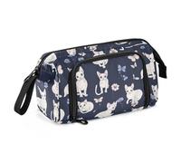 KLL Astuccio portamatite di grande capacità astuccio portatile con cerniera per adolescenti ragazzi asilo divertente Devon Rex gatti blu navy