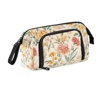 KLL Astuccio portamatite di grande capacità con cerniera astuccio portatile con cerniera per ragazzi asilo fiori autunnali garofano narciso oro rosa