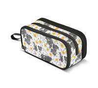 KLL Astuccio portamatite di grande capacità con scomparto con portapenne per uomo High School divertente Staffordshire Bull Terrier cani bianco