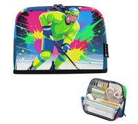 KLL Astuccio portamatite grande capacità verticale borsa portaoggetti sottile cancelleria per adolescenti viaggio colorato hockey su ghiaccio fan giocatore tie dye