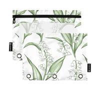 KLL Astuccio portamatite retrò Lily Of Valley, con tre anelli, per studenti, casa, viaggi, biglietti