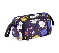 KLL Astuccio portapenne da viaggio con motivo a stelle blu e gialle, grande capacità, con scomparto per forniture scolastiche preppy
