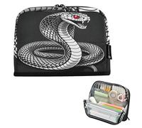 KLL Astuccio portapenne di grande capacità, con cerniera, per adolescenti, scuola preppy, gotico, serpente bianco, occhi rossi, arte