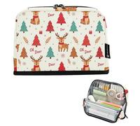 KLL Astuccio portapenne di grande capacità, organizer portatile per cancelleria per ragazzi scuola carino Natale Oh Deer modello