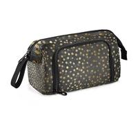 KLL Astuccio portapenne, organizer grande capacità, accessori per la scuola con maniglia, astuccio con cerniera, per ragazzi, asilo, 2 coriandoli Grunge Gold, 2 coriandoli dorati, Taglia unica, Art