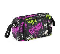 KLL Astuccio portapenne punk pesca nero teschi rock grande capacità con cerniera astuccio con manico per ragazze adolescenti scuola preppy