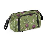 KLL Astuccio portapenne rigido di grande capacità, portatile, con cerniera, per infermieri, scuola preppy, fresco, prugna, frutta, verde