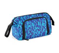 KLL Astuccio scolastico di grande capacità con cerniera, astuccio con scompartimento, astuccio con cerniera, per ragazzi e college, motivo a spina di pesce, pied de poule a quadri, blu reale con