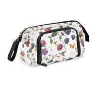 KLL Astuccio scolastico di grande capacità con scomparto per matite con cerniera, per ragazze e adolescenti, con frutta fresca di rugiada, bianco