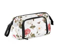 KLL Astuccio scolastico di grande capacità, per artisti, leggero, per cosmetici, per bambini, asilo, unico, rosa bianca