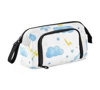 KLL Astuccio scolastico semplice con illustrazione di nuvole e fulmini in stile fumetto, grande capacità, astuccio leggero per ragazzi e forniture scolastiche