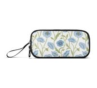 KLL Astuccio vintage in nylon con papaveri di mais blu forniture scolastiche astuccio grande capacità per ragazze cancelleria per ragazze delle scuole superiori