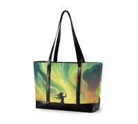 KLL Aurora Illustrazione Art Giallo essenziale laptop totes con cerniera tote bag con cerniera Grande Borsa per la scuola con pannolino bolso para laptop mujer